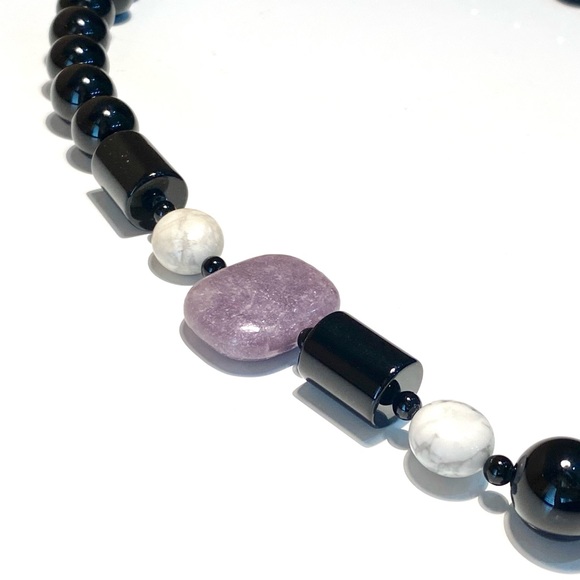 Jay King 925 Black Onyx and Purple Agate Semi-previous Gemstone Necklace - Picture 6 of 13